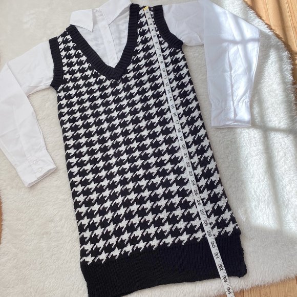 Heart&Heels NWOT Women's Long Sleeve Shirt with Sweater Dress, Black/White, Sz S - Picture 5 of 9